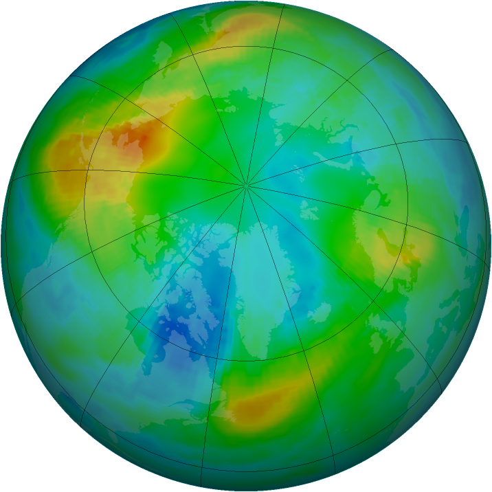 Arctic ozone map for 31 October 1981